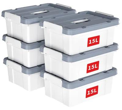 Produktbild von Cetomo 15L*6 Aufbewahrungsboxen, Tragbare Plastikboxen mit Deckeln, Organizer-Be