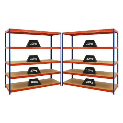 Produktbild von Mega Deal | 2x Schwerlastregal Giant Elephant | HxBxT 180x180x60cm | Fachlast 200kg | Blau-Orange