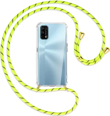 Produktbild von Handykette Backcover-Schutzhülle mit Band (Metall goldfarben) für Realme 7 Pro - neongelb