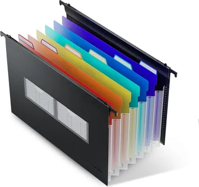 Produktbild von ThinkTex A4 Plastik Hängeregister Mappen, 7 Taschen 3cm Akkordeon-Taschen (32-37 cm