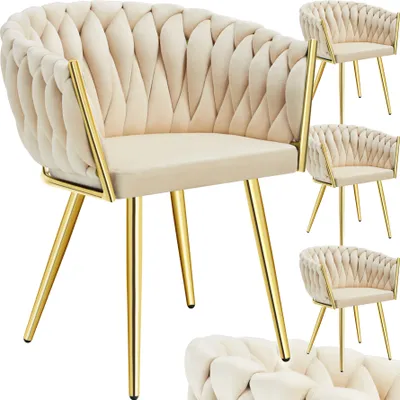 Obrázek produktu pro tectake® Set jídelní židle Astano čalouněná, se sametovým potahem, pletený vzor 60,5 x 55 x 75 cm