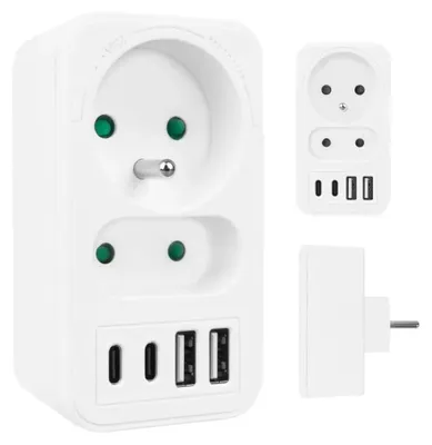 Immagine prodotto di Presa di corrente x2 + 4xUSB Maclean, ciabatta con 2 prese, 2xUSB A, 2xUSB C PD 20W, 1x16A + 1x6A, MCE249 F/W