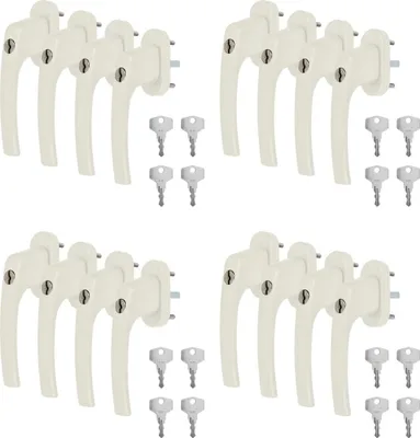Produktbild von 16 x Alu Fenstergriff in Creme RAL 9001 abschließbar - Stiftlänge 35mm