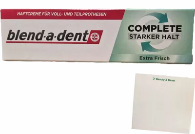 Produktbild von Blend-a-dent Super Haftcreme Extra Stark Frisch (47g Packung) + usy Block