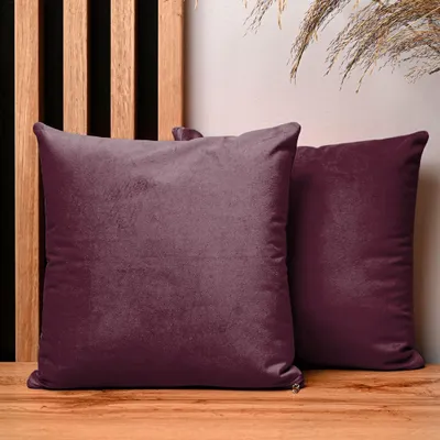 Obrázek produktu pro MG Design, sada 2 povlaků na polštáře, 30 x 30 cm, tmavě červená barva - s zipem, sametově měkká s jemným leskem, snadno se udržuje a je odolná