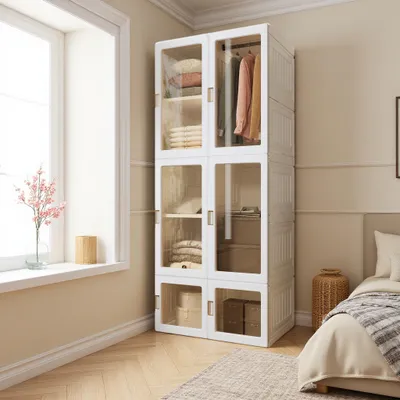 Image de Armoire en tissu polyvalente ProximaX, armoire pratique avec 6 portes, 10 compartiments et 1 tringle à vêtements, peu encombrante, flexible et pliable, idéale pour la chambre à coucher, le couloir et les petits appartements