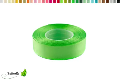 Produktbild von Satinband 25mm x 32m Rolle, Farbe:075 apfelgrün