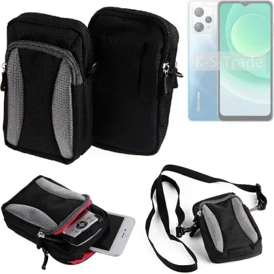 Produktbild von K-S-Trade Holster Schutz Hülle kompatibel mit Blackview A53 Handy Hülle Gürteltasche Umhängetasche mit Zusatzfach schwarz