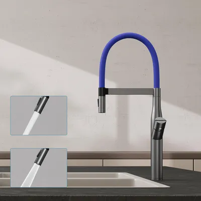 Produktbild von doporro Wasserhahn Küche Hochdruck, Einhebel-Mischbatterie, Spültischarmatur 360°Schwenkbar Küchenarmatur aus Edelstahl Grau Turnix-01