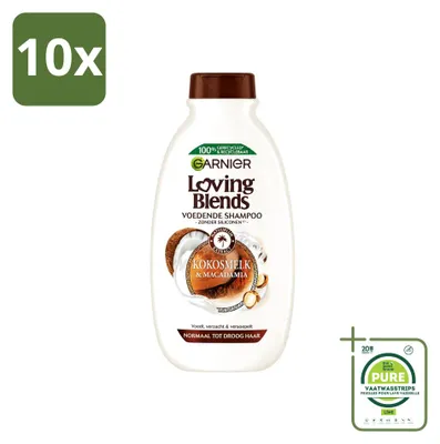 Zdjęcie produktu dla 10 x Szampon Garnier Loving Blends Kokos i Makadamia, dla włosów normalnych do suchych, 300 ml - opakowanie zbiorcze - 10 sztuk