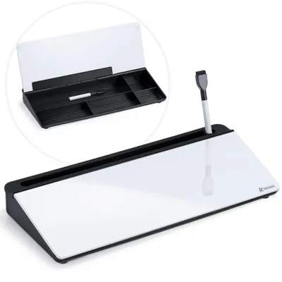 Produktbild von Glas Schreibtisch Whiteboard mit Stauraum