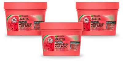 Productafbeelding van 3 x Garnier Fructis Hair Food Watermeloen, 3-in-1 haarmasker voor futloos haar - 400 ml - Voordeelverpakking - 3 stuks