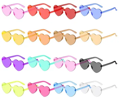Immagine prodotto di Omgoods - Set di 16 occhiali da sole a forma di cuore, ideali per feste