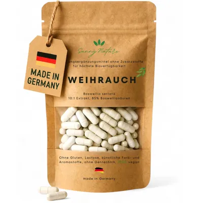 Produktbild von Weihrauch Kapseln 400mg – 85% Boswelliasäure – Hochdosiert & Labor – Reines Boswellia Serrata – Vegan, in Deutschland produziert – 60 Kapseln