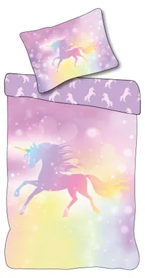 Produktbild von Einhorn Regenbogen Bettwäsche Set 2 tlg 135 x 200 cm 100% Baumwolle