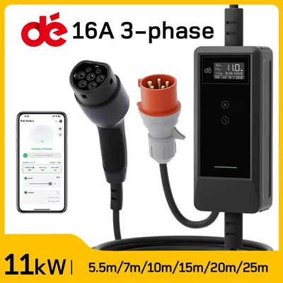 Image de Borne de recharge mobile de type 2 - 11 kW - Câble de 7 mètres - Contrôle via application - Pour véhicules électriques