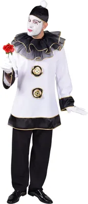 Produktbild von M218269-L weiß-schwarz Herren Pierrot Clown Kasper Kostüm Gr.L