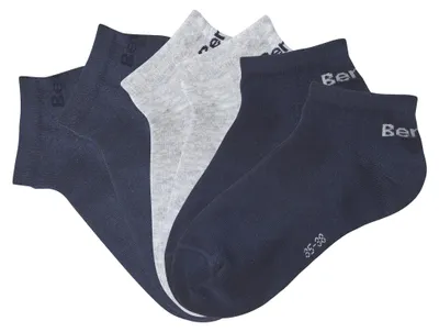 Produktbild von Bench Sneakersocken für Damen und Herren in Baumwollmischung, für Sport und Freizeit 6 -teilig 2x marine, 2x hellgrau meliert, 2x dunkeljeans Größe 39/42