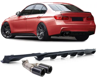 Produktbild von Heckdiffusor Schwarz Matt Endrohr Doppelrohr für BMW F30 F31 / 316 318 320