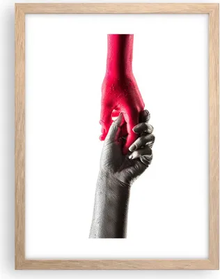 Produktbild von Gerahmtes Poster - Rahmen in heller Eiche - Hilfe Hände Symbol - 30x40 cm - Wand Bild - Wanddeko - Wandbilder - Kunstposter - Wandposter - Bilderrahmen - Bilder - Kunstdruck - P2NPA30x40-4483