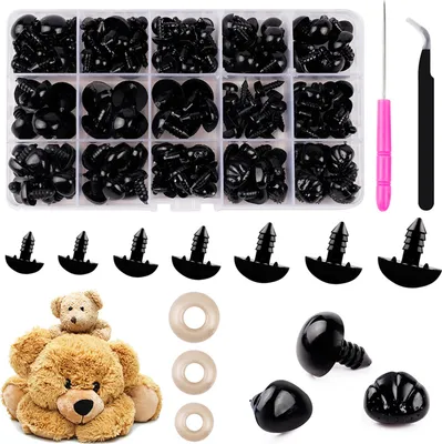 Produktbild von 398Pcs Box Diy Sicherheitsaugen und Nasen mit Unterlegscheiben für Plüschpuppe Kunststoffspielzeug Zubehör DIY Puppenherstellung