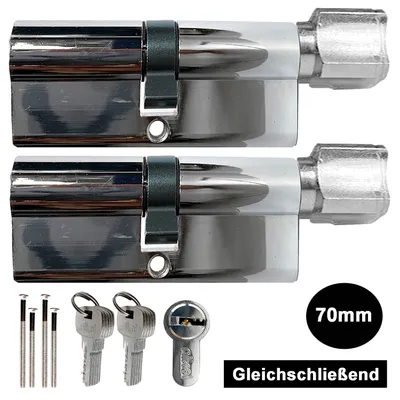 Produktbild von 2x Knauf Zylinderschloss Schließzylinder Tür Zylinder Knaufzylinder 70mm (35/35mm) Gleichschließend