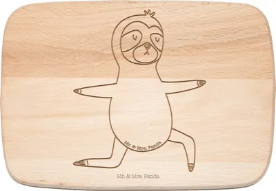 Produktbild von Mr. & Mrs. Panda Holzbrett Faultier Yoga - Transparent - Geschenk, Yogaübungen, Lieblingstier, Schneidebrett, Frühstücksbrettchen, Holzbrettchen, jausenbrett, Namaste