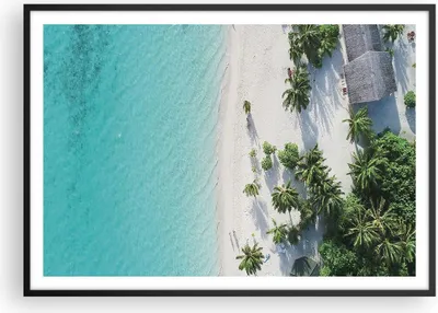 Produktbild von Gerahmtes Poster - Schwarzer Rahmen - Luftaufnahmen himmlisch Strand - 100x70 cm - Wand Bild - Wanddeko - Wandbilder - Kunstposter - Wandposter - Bilderrahmen - Bilder - Kunstdruck - P2BAA100x70-4532