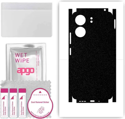 Produktbild von apgo Rückseite + Seiten Schutzfolie, Skin, kompatibel mit Xiaomi Redmi 13C, Hinten Displayschutzfolie aus Vinylfolie, kratzfest, einfache Montage - Mattschwarz