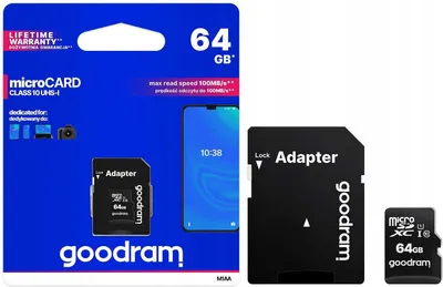 Zdjęcie produktu dla GOODRAM Karta Pamięci MicroSD 64GB CL10 UHS I + Adapter