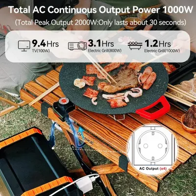Produktbild von Tragbare Powerstation – Powerbank – Energiequelle – Mobile Batterie – 1000 W Dauerleistung – 1041,6 Wh – 230 V