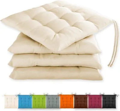 Produktbild von Famanu Sitzkissen Set 4 Stück - 40 x 40 x 3 cm mit Bindebändern