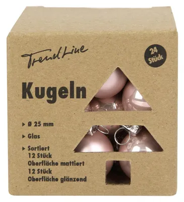 Produktbild von TrendLine Weihnachtskugeln aus Glas Ø 2,5 cm puderrosa 24 Stück