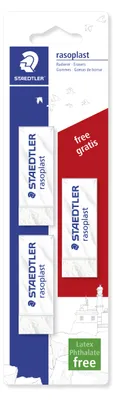 Produktbild von STAEDTLER rasoplast 526 B Radierer Blisterkarte mit 2+1 Radierer
