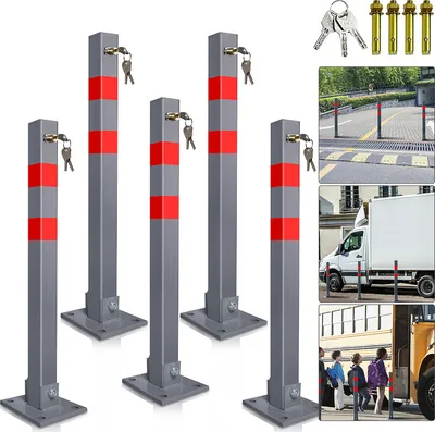 Produktbild von TolleTour Absperrpfosten Park Auto Feuerwehrpfosten Pfosten Poller umlegbar Klappbar 65cm 5X