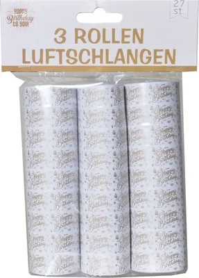 Produktbild von Luftschlangen Geburtstag Happy Birthday weiß gold