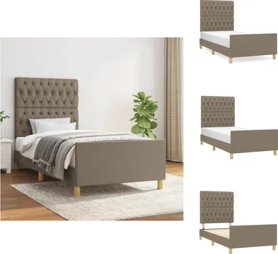 Produktbild von vidaXL Bettgestell mit Kopfteil Taupe 100x200 cm Stoff -  Betten & Bettgestelle