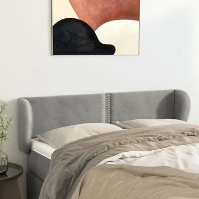 Produktbild von The Living Store Kopfteil mit Ohren Hellgrau 147x23x78/88 cm Samt