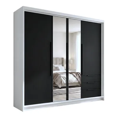 Produktbild von Geräumiger vier-türiger Kleiderschrank VIVO mit Schubladen und Metallgriffen – modernes Design