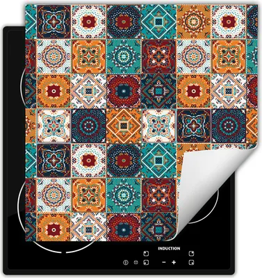 Produktbild von DarHaus Herdabdeckplatte 60x52 cm Anti Rutsch Matte Aufrollbar, bunt - Mosaik