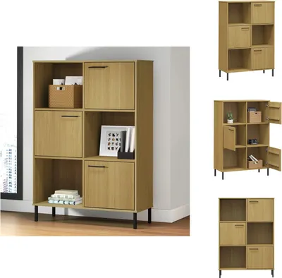 Immagine prodotto di vidaXL Libreria OSLO Gambe in metallo Marrone 90x35x128,5 cm Legno massiccio - Librerie e scaffali