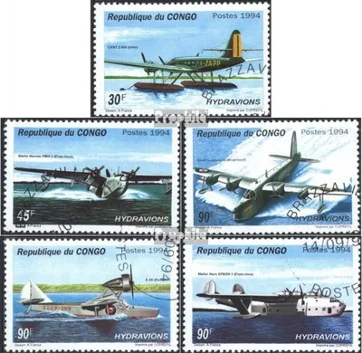 Produktbild von Briefmarken Kongo (Brazzaville) 1994 Mi 1425-1429 (kompl.Ausg.) gestempelt Wasserflugzeuge