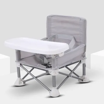 Imagen del producto de Silla alta portátil multifuncional para niños: cómoda y práctica, color gris