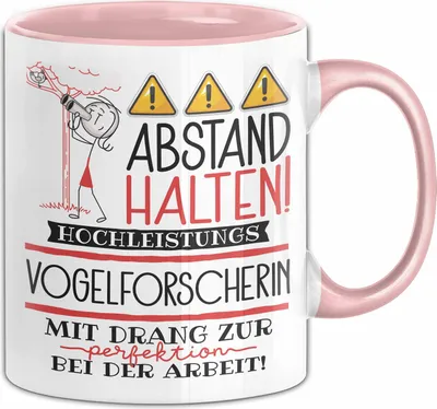 Produktbild von Vogelforscherin Tasse Geschenk Lustig Abstand Halten Hochleistungs-Vogelforscherin Mit Drang Zur Perfektion Bei Der Arbeit (Rosa)