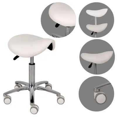 Image de Tabouret pivotant ergonomique HABYS violet | Tabouret à roulettes, tabouret de selle, tabouret de travail, tabouret de cabinet, réglable en hauteur | Piètement en aluminium, roulettes enPolyuréthane| Blanc