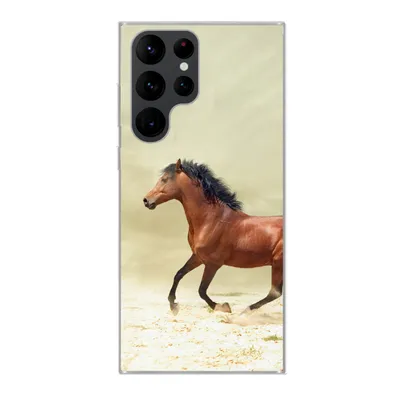 Produktbild von MuchoWow® Handyhülle Schutzhülle Hülle für Samsung Galaxy S22 Ultra Pferd - Stoff - Sand Silikon Softcase Handy Hülle - Abbildung