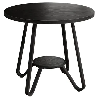 Produktbild von Tribesigns Runder Schreibtisch 80×80×75 cm, Kleiner Konferenztisch für 2-4 Personen, Kompakter Holztisch für Büro und Arbeitszimmer (Schwarz)