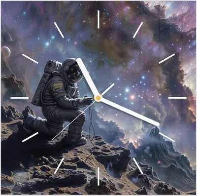 Produktbild von Wanduhr aus Glas mit Motiv Astronaut im All- 30 x 30 cm - inkl. Aufhängesystem