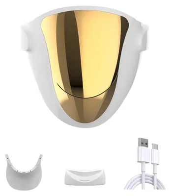 Produktbild von Infrarot-LED-Maske für Gesicht und Hals - Lichttherapiemaske - 807 LED-Lampen - 3 Lichtfarben - USB-Laden - Hautstraffung - Weiß