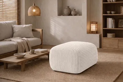 Produktbild von Kaiser Möbel Hocker Sitzpouf für Wohnzimmer, Cordstoff Poso, Beige, BIS